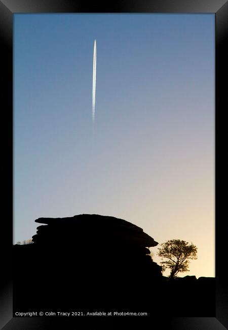 Jet Trail above Dartmoor Framed Print by Colin Tracy