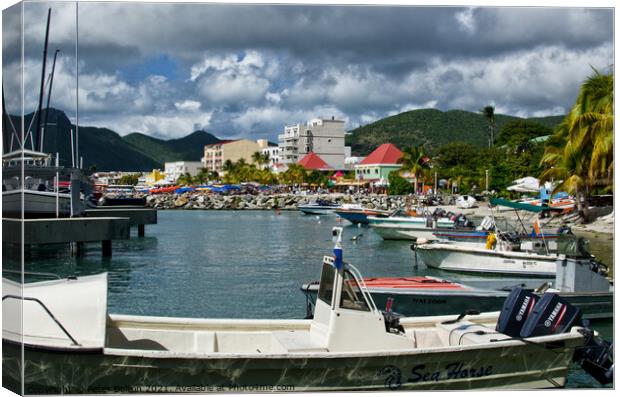 Harbour at Philipsburg, St. Maarten, Caribbean. Canvas Print by Peter Bolton