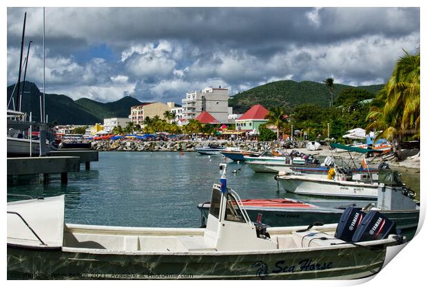 Harbour at Philipsburg, St. Maarten, Caribbean. Print by Peter Bolton