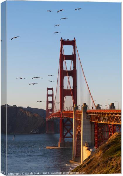 Golden Gate Bridge at Sunset Canvas Print by Sarah Smith
