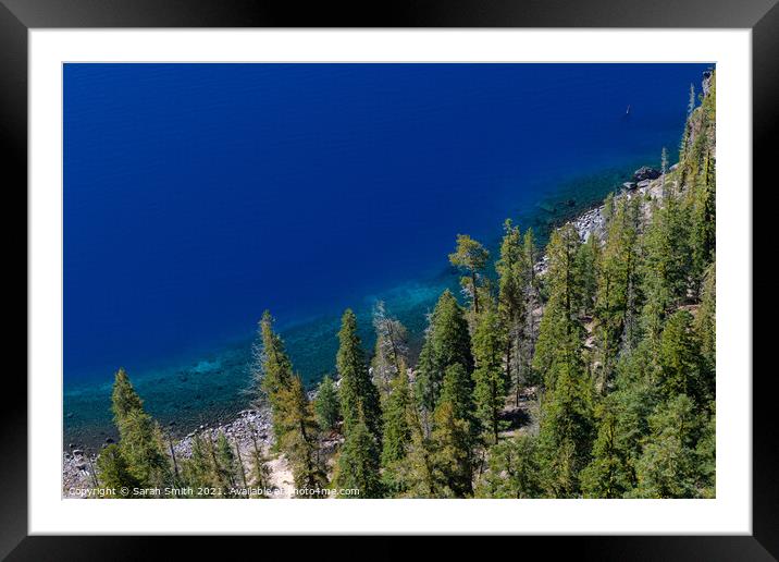 The Edge of Crater Lake Framed Mounted Print by Sarah Smith