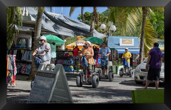 Tourist convoy on Skegway's in Philipsburg, St.Maarten, Caribbean. Framed Print by Peter Bolton