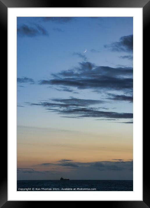 Boat on the Horizon Framed Mounted Print by Ron Thomas