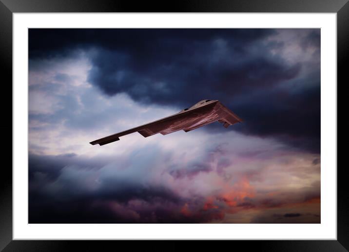 B-2 Sunset Framed Mounted Print by J Biggadike