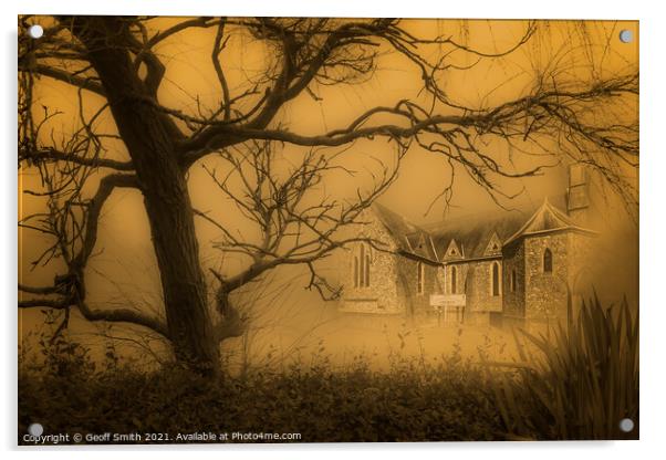Church in the Mist Acrylic by Geoff Smith