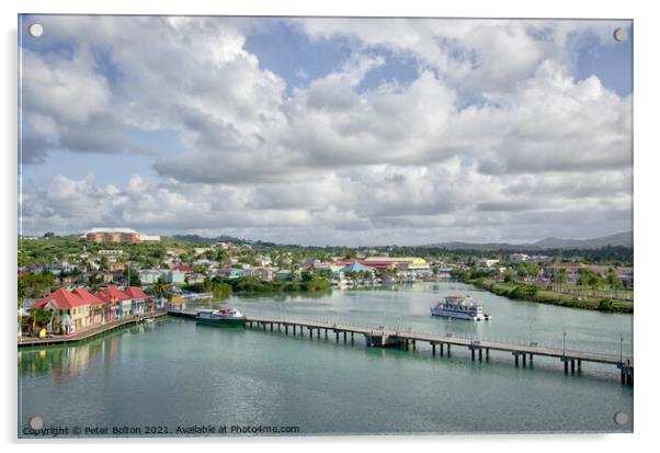 St.John's, Antigua.  Acrylic by Peter Bolton