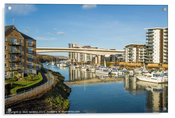 Penarth Marina New Apartments River Ely Cardiff  Acrylic by Nick Jenkins