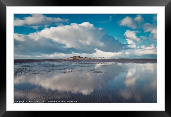 Reflections of Hilbre Framed Mounted Print by Liam Neon