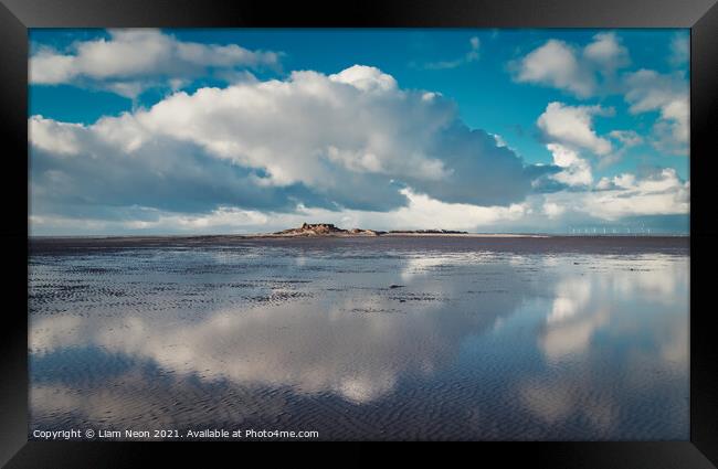 Reflections of Hilbre Framed Print by Liam Neon