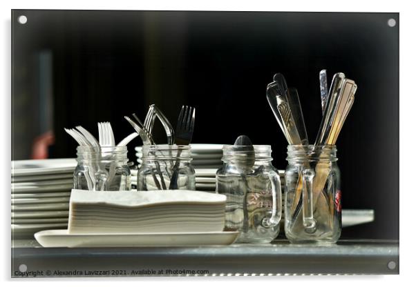 Plates And Cutlery Acrylic by Alexandra Lavizzari