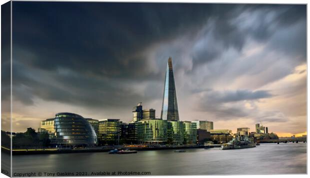 Storm Over The Shard, London Canvas Print by Tony Gaskins