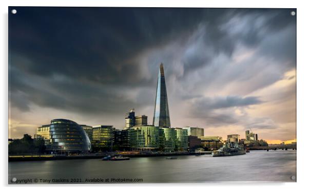 Storm Over The Shard, London Acrylic by Tony Gaskins