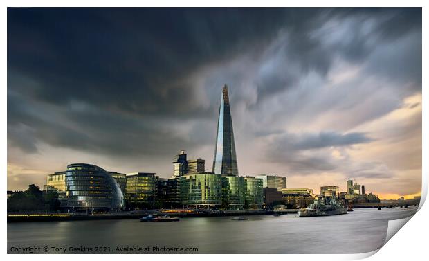 Storm Over The Shard, London Print by Tony Gaskins