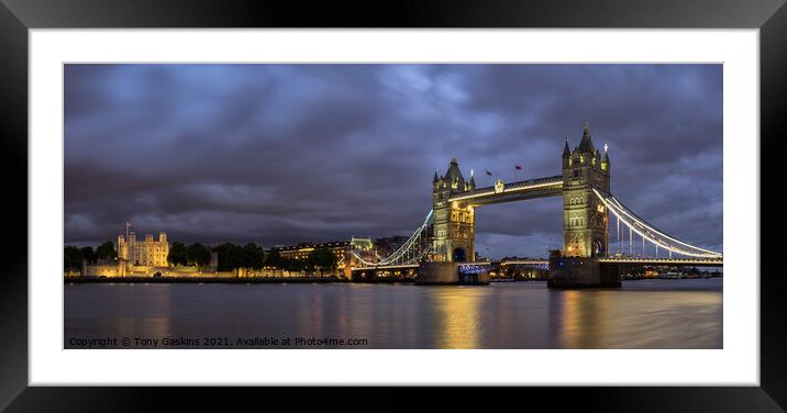 Tower Bridge, London by Night Framed Mounted Print by Tony Gaskins