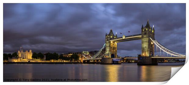 Tower Bridge, London by Night Print by Tony Gaskins