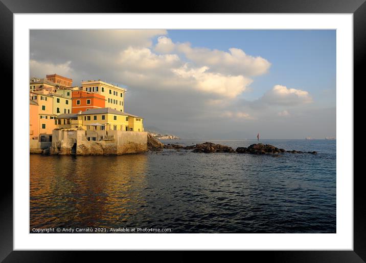 Boccadasse marina Genoa, Italy Framed Mounted Print by Andy Huckleberry Williamson III