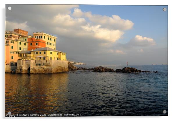 Boccadasse marina Genoa, Italy Acrylic by Andy Huckleberry Williamson III