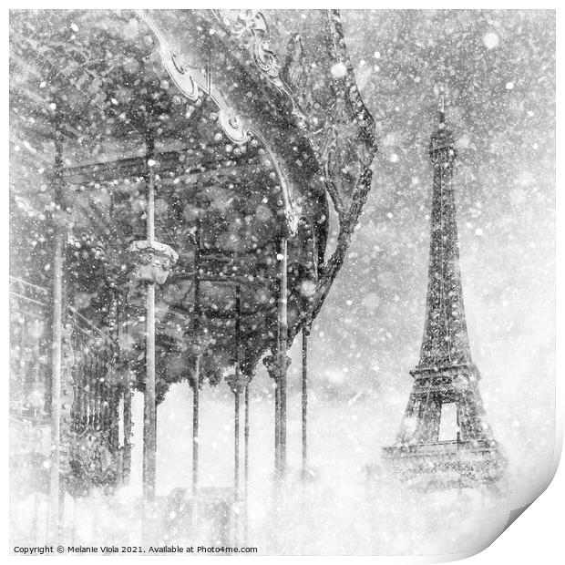 Typical Paris | fairytale-like winter magic Print by Melanie Viola
