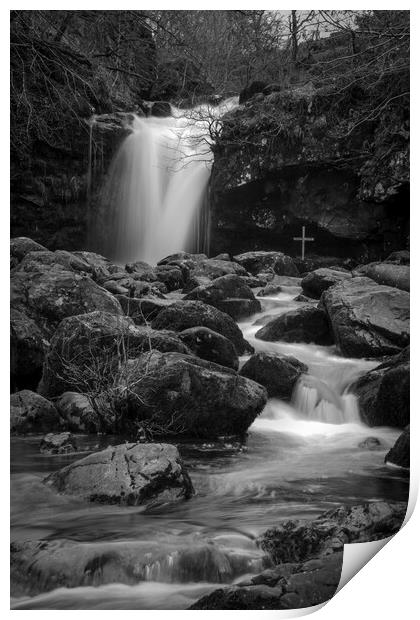 Campsie Fells waterfall Print by Samuel Kerr