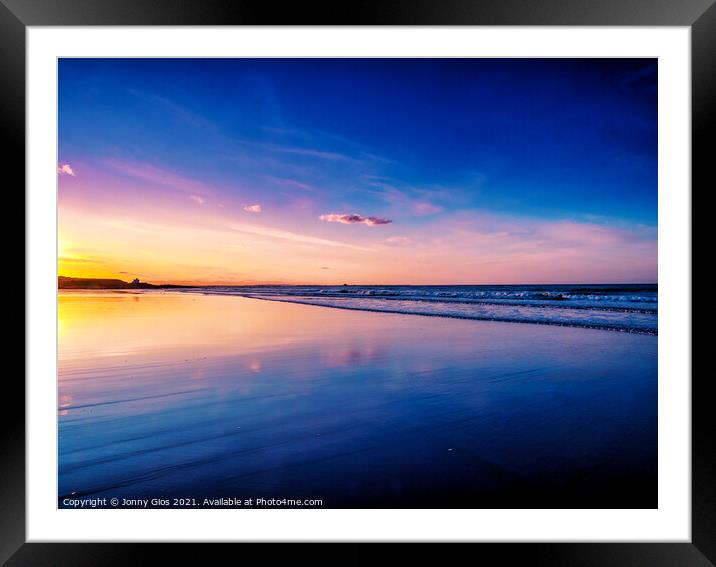Bamburgh Beach Sunset Framed Mounted Print by Jonny Gios