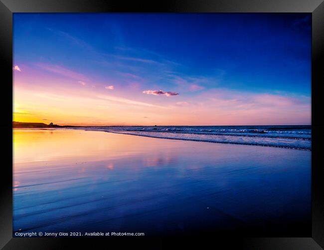 Bamburgh Beach Sunset Framed Print by Jonny Gios