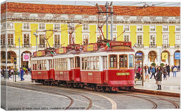 Tourist Trams Of Lisbon Canvas Print by Peter F Hunt
