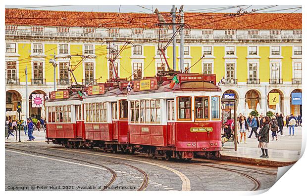 Tourist Trams Of Lisbon Print by Peter F Hunt