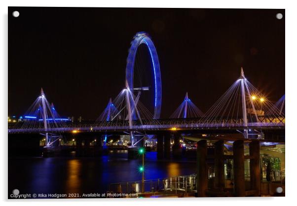 London Eye, Golden Jubilee Bridge, London Acrylic by Rika Hodgson