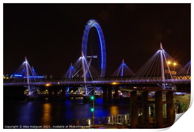 London Eye, Golden Jubilee Bridge, London Print by Rika Hodgson