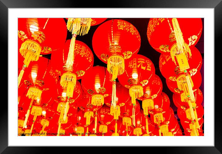 Red lantern roof decoration for Chinese New Year Framed Mounted Print by Hanif Setiawan
