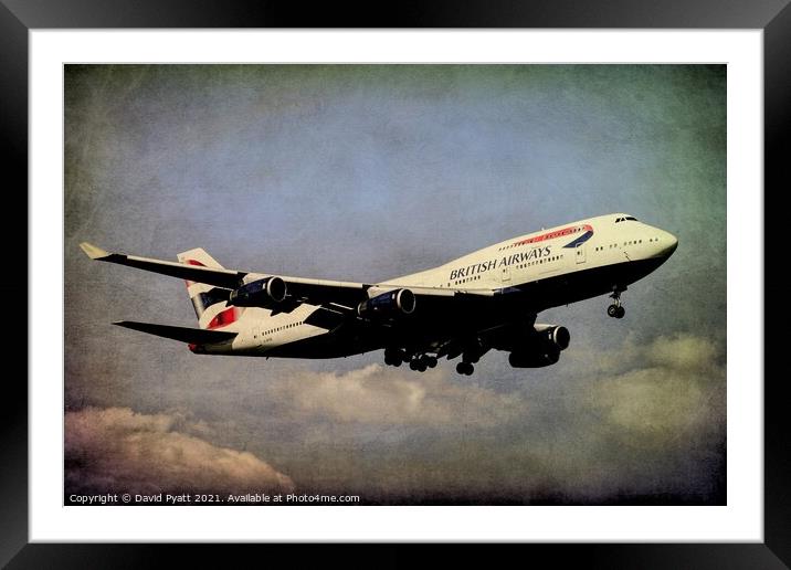 British Airways Boeing 747 Vintage Framed Mounted Print by David Pyatt