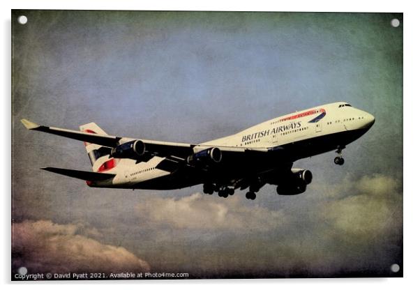 British Airways Boeing 747 Vintage Acrylic by David Pyatt