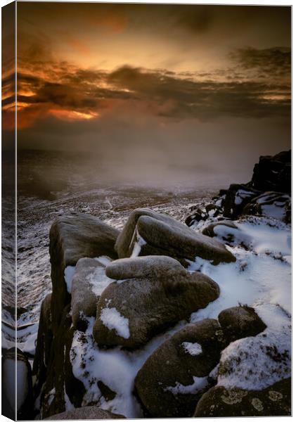 Higger Tor Dawn Canvas Print by Paul Andrews