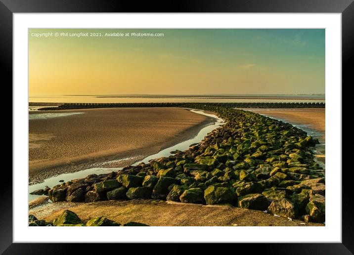 North Wirral Beach at Sunset  Framed Mounted Print by Phil Longfoot