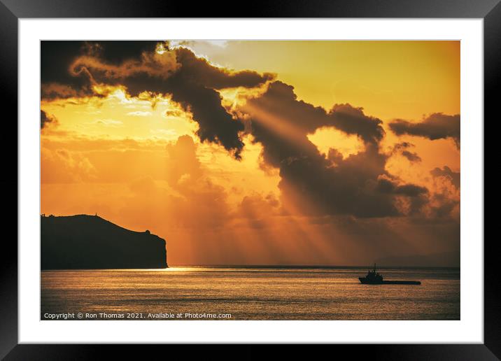 Sunset Over the Sea Framed Mounted Print by Ron Thomas