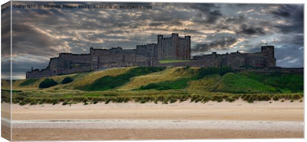 Bamburgh castle from the beach Canvas Print by Andrew Heaps