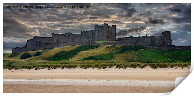 Bamburgh castle from the beach Print by Andrew Heaps
