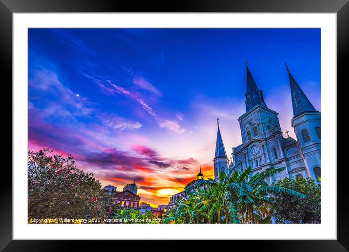 Saint Louis Cathedral Cabildo New Orleans Louisiana Framed Mounted Print by William Perry