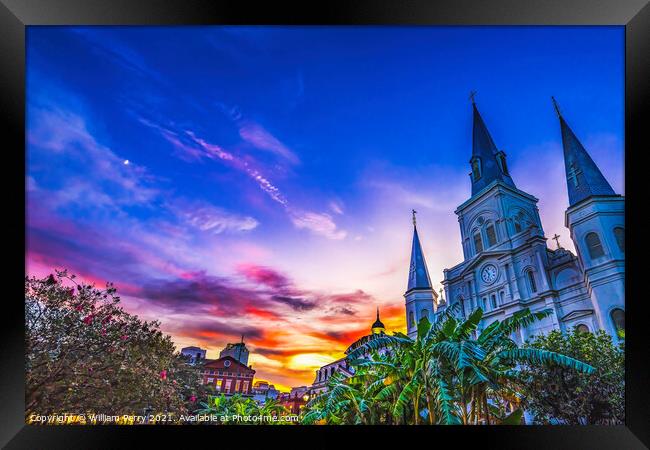 Saint Louis Cathedral Cabildo New Orleans Louisiana Framed Print by William Perry