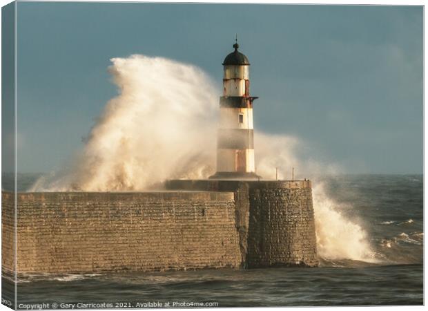 Seaham Lighthouse in Light Canvas Print by Gary Clarricoates