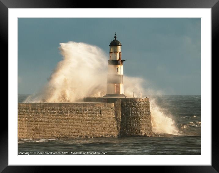 Seaham Lighthouse in Light Framed Mounted Print by Gary Clarricoates