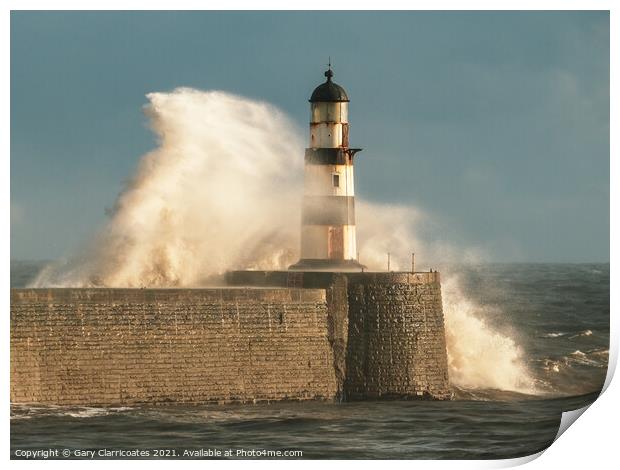 Seaham Lighthouse in Light Print by Gary Clarricoates