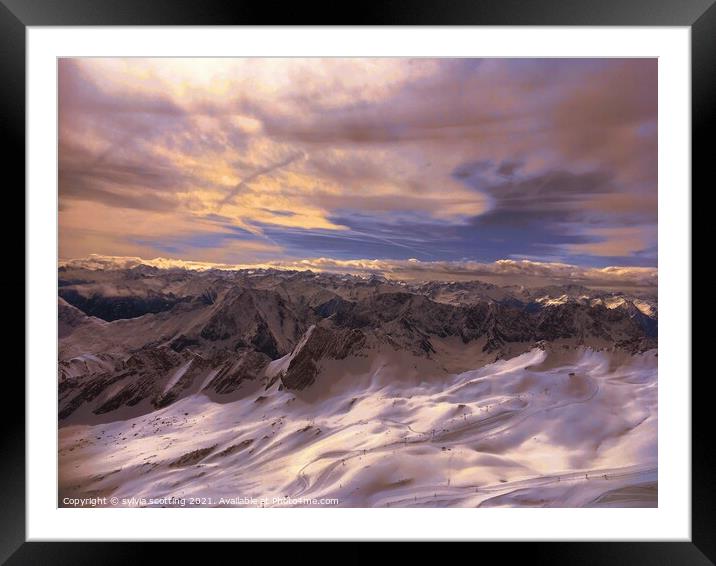 Mountains meet sky Framed Mounted Print by sylvia scotting