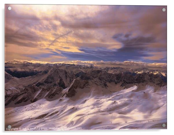 Mountains meet sky Acrylic by sylvia scotting