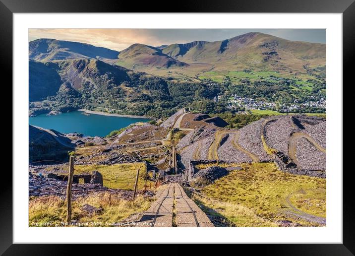 Old quarry and beautiful mountains Llanberis Wales Framed Mounted Print by Phil Longfoot