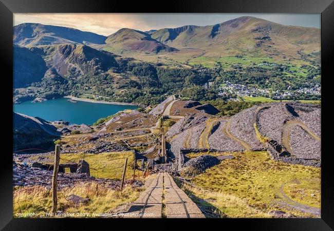 Old quarry and beautiful mountains Llanberis Wales Framed Print by Phil Longfoot