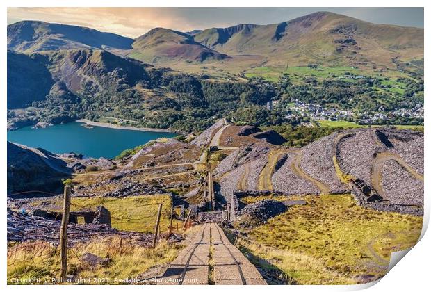 Old quarry and beautiful mountains Llanberis Wales Print by Phil Longfoot