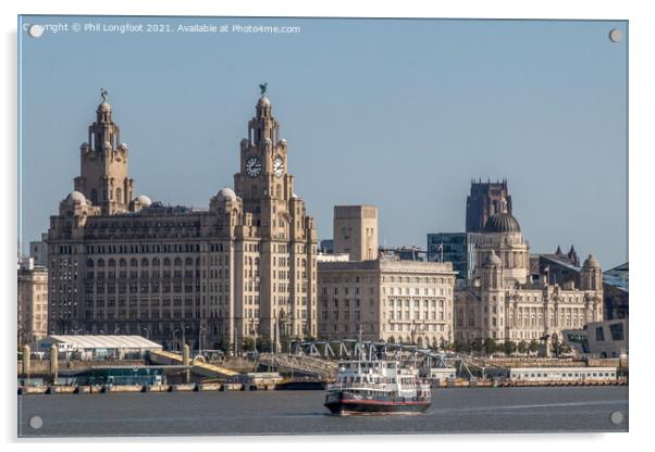 Mersey Ferry with the famous Liverpool Waterfront  Acrylic by Phil Longfoot