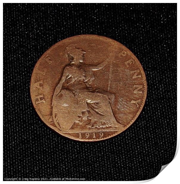 Old coin Print by craig hopkins