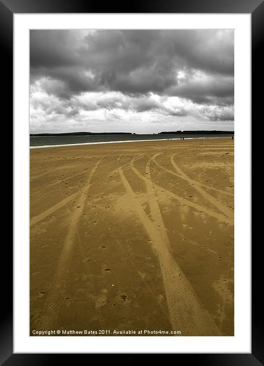 Tenby Beach Tracks Framed Mounted Print by Matthew Bates